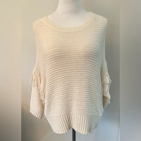 REBECCA MINKOFF IVORY COTTON BLEND SWEATER SIZE LARGE